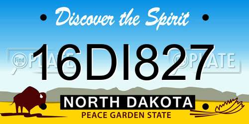 16DI827 North Dakota License Plate