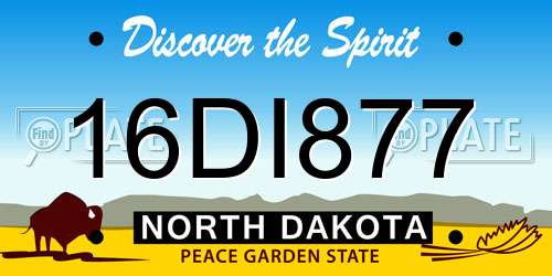 16DI877 North Dakota License Plate