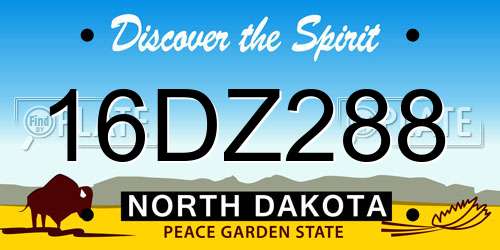 16DZ288 North Dakota License Plate