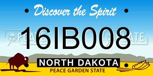 16IB008 North Dakota License Plate