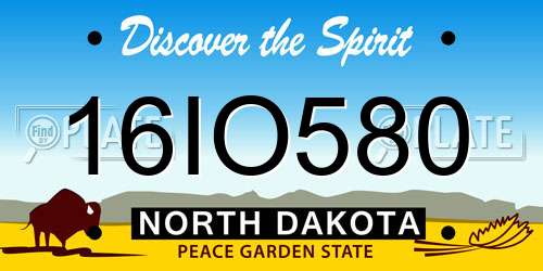 16IO580 North Dakota License Plate