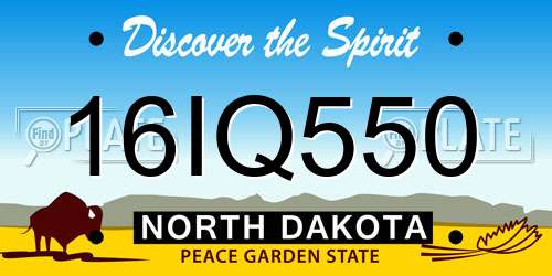 16IQ550 North Dakota License Plate