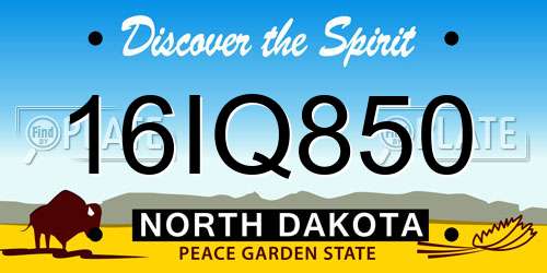 16IQ850 North Dakota License Plate