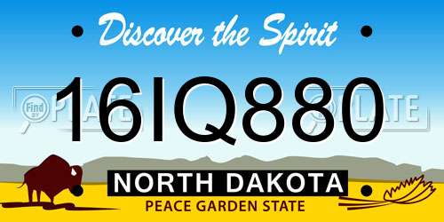 16IQ880 North Dakota License Plate