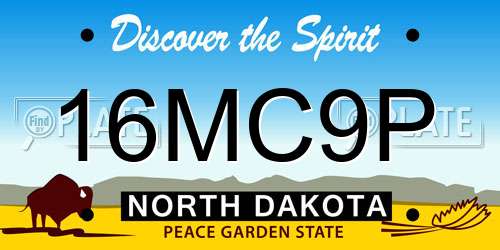 16MC9P North Dakota License Plate