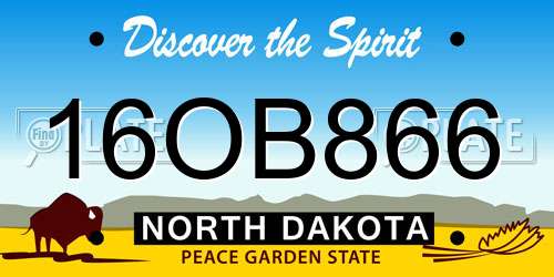 16OB866 North Dakota License Plate