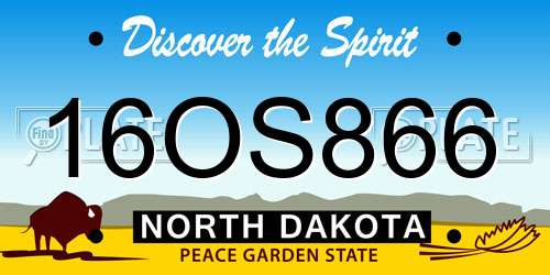 16OS866 North Dakota License Plate