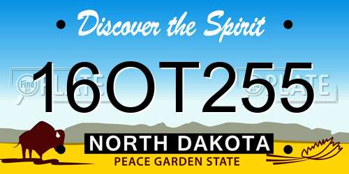 16OT255 North Dakota License Plate