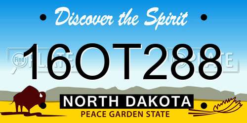 16OT288 North Dakota License Plate