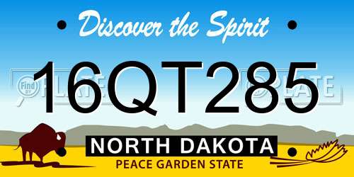 16QT285 North Dakota License Plate