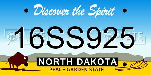 16SS925 North Dakota License Plate