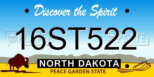 16ST522 North Dakota License Plate