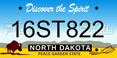 16ST822 North Dakota License Plate