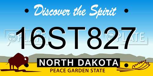 16ST827 North Dakota License Plate