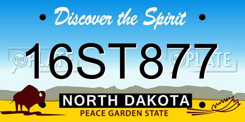16ST877 North Dakota License Plate