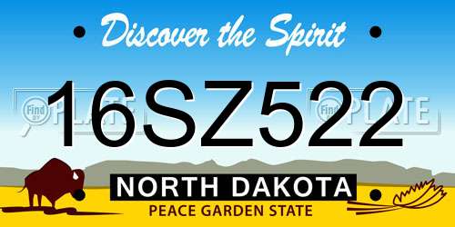 16SZ522 North Dakota License Plate