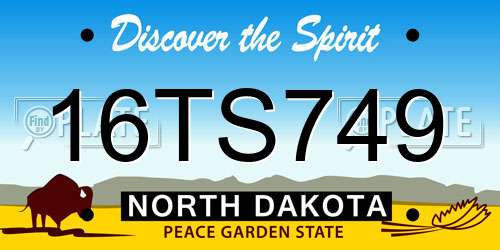 16TS749 North Dakota License Plate