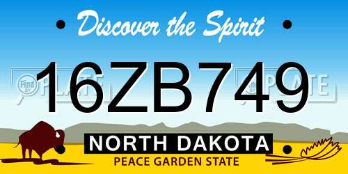 16ZB749 North Dakota License Plate