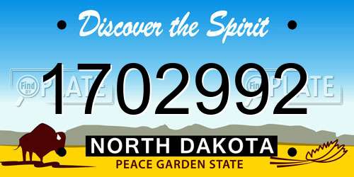 1702992 North Dakota License Plate