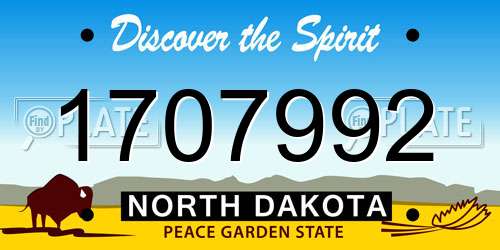 1707992 North Dakota License Plate
