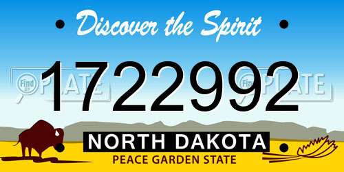 1722992 North Dakota License Plate