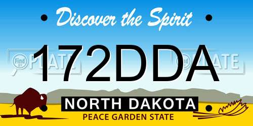 172DDA North Dakota License Plate
