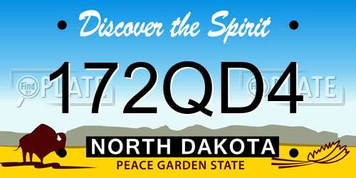 172QD4 North Dakota License Plate