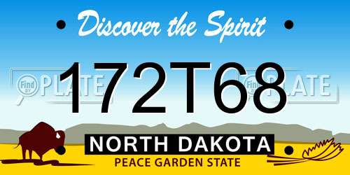 172T68 North Dakota License Plate