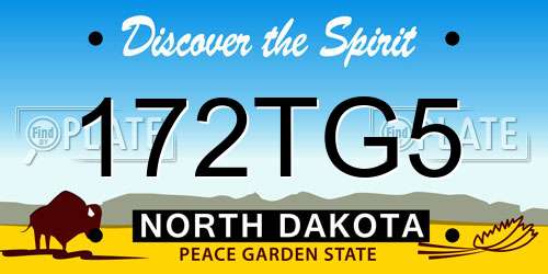 172TG5 North Dakota License Plate