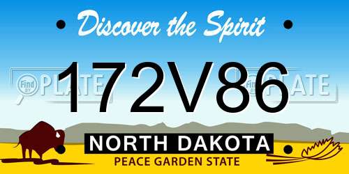 172V86 North Dakota License Plate