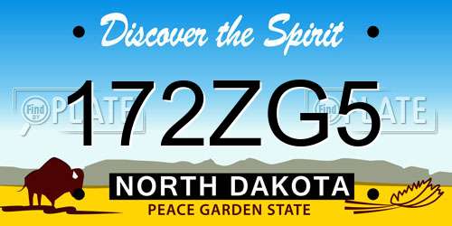 172ZG5 North Dakota License Plate