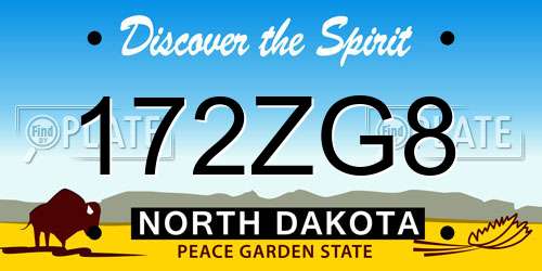 172ZG8 North Dakota License Plate