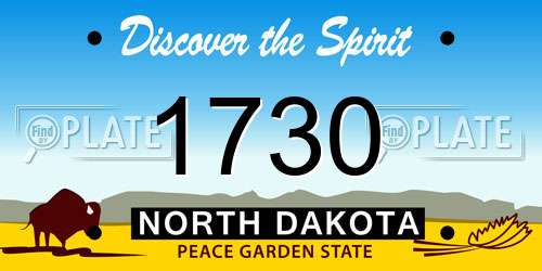 1730 North Dakota License Plate