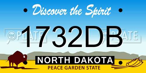 1732DB North Dakota License Plate
