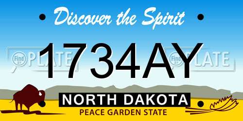 1734AY North Dakota License Plate