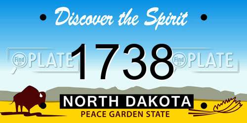 1738 North Dakota License Plate