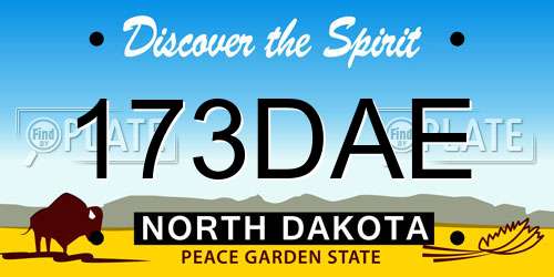 173DAE North Dakota License Plate