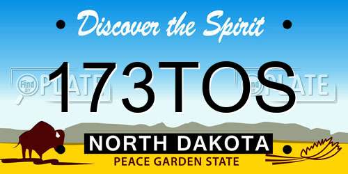 173TOS North Dakota License Plate