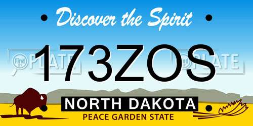 173ZOS North Dakota License Plate
