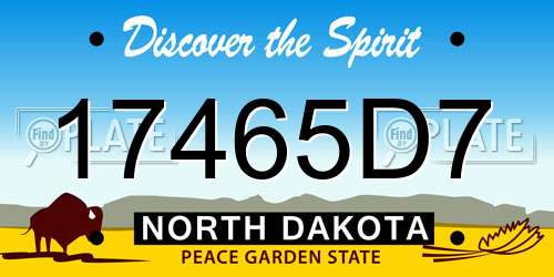 17465D7 North Dakota License Plate