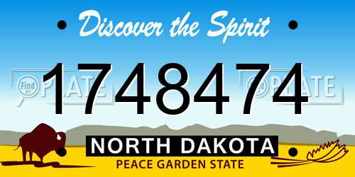 1748474 North Dakota License Plate