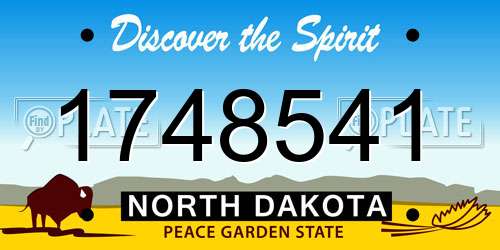 1748541 North Dakota License Plate
