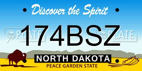 174BSZ North Dakota License Plate