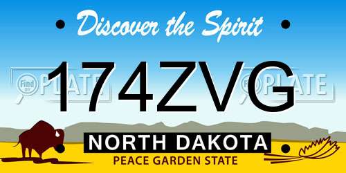 174ZVG North Dakota License Plate