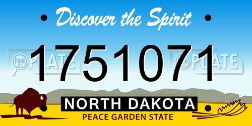 1751071 North Dakota License Plate