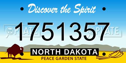 1751357 North Dakota License Plate