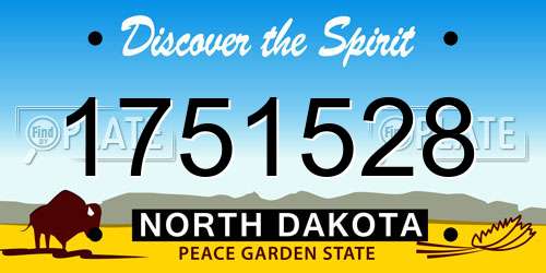 1751528 North Dakota License Plate