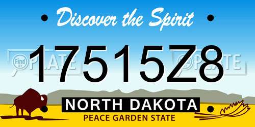 17515Z8 North Dakota License Plate