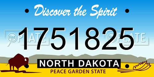 1751825 North Dakota License Plate