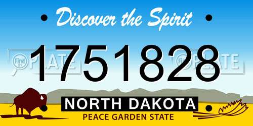 1751828 North Dakota License Plate